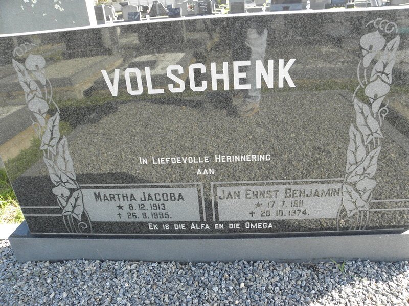 VOLSCHENK Jan Ernst Benjamin 1911-1974 &amp; Martha Jacoba 1913-1995