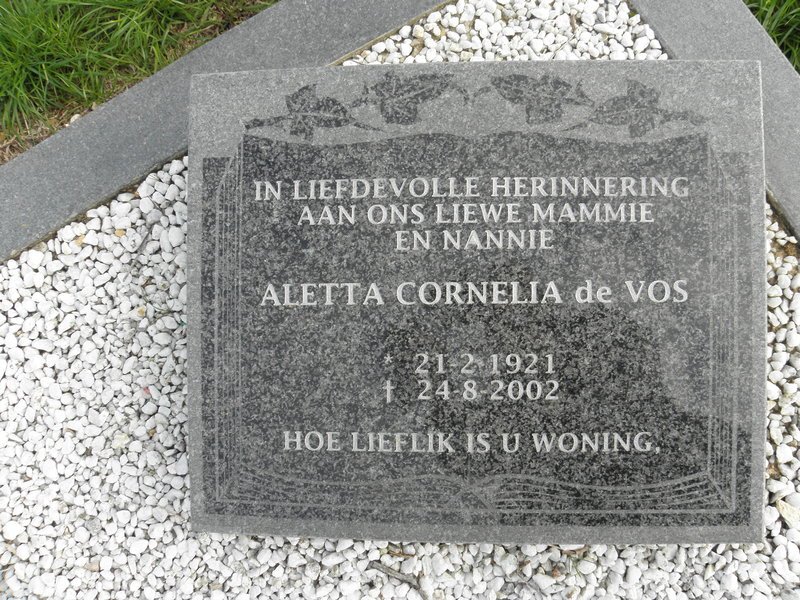 VOS Aletta Cornelia, de 1921-2002
