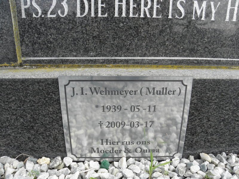 WEHMEYER J.I., nee MULLER 1939-2009