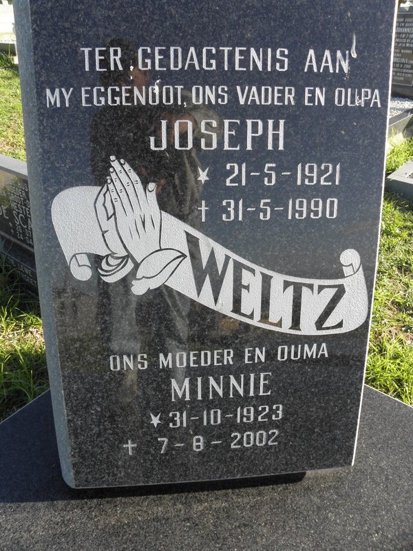 WELTZ Joseph 1921-1990 &amp; Minnie 1923-2002