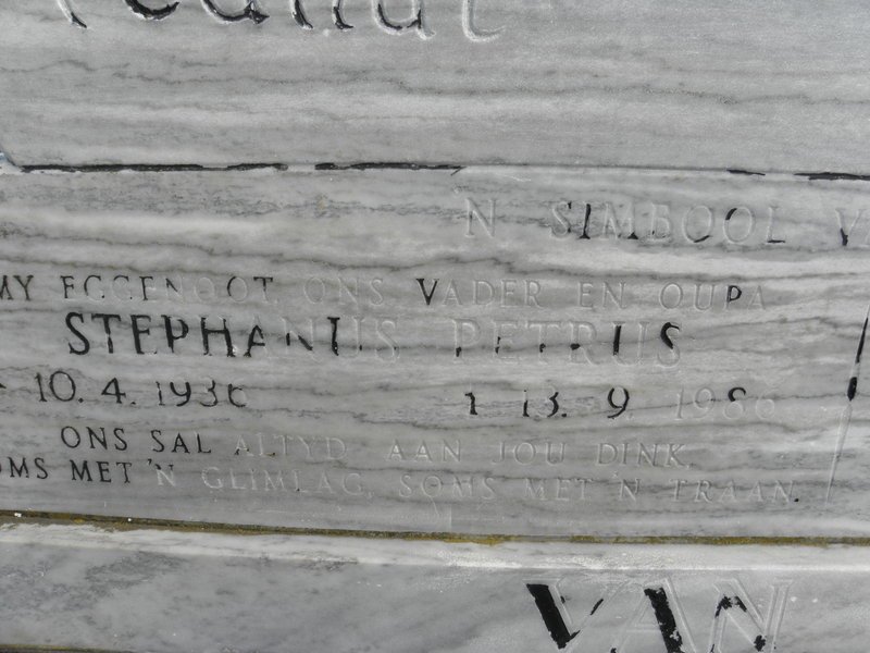 ZYL Stephanus Petrus, van 1936-1986 :: VAN ZYL Stephan 1965-1996