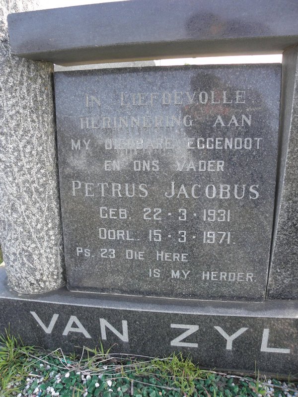 ZYL Petrus Jacobus, van 1931-1971