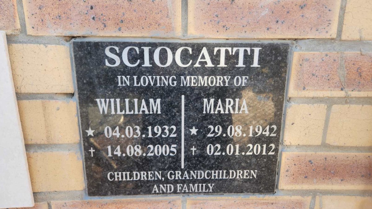 SCIOCATTI William 1932-2005 & Maria 1942-2012