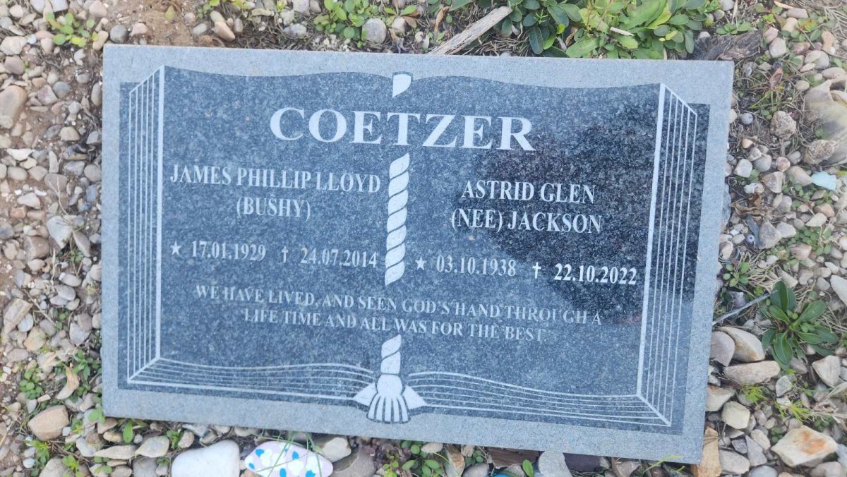 COETZER James Phillip Lloyd 1929-2014 & Astrid Glen JACKSON 1938-2022