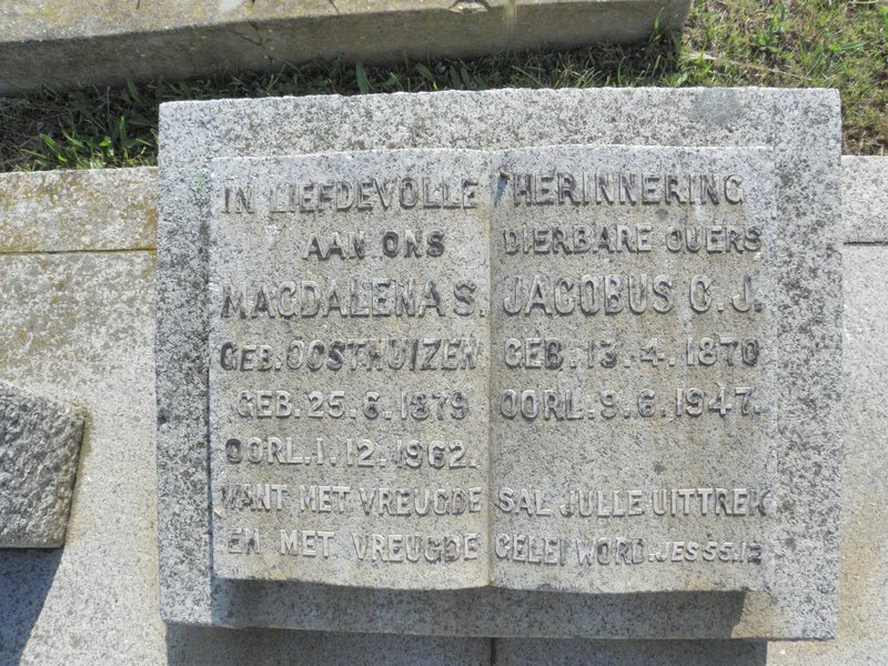 RAUTENBACH Jacobus C.J. 1870-1947 &amp; Magdalena S. OOSTUIZEN 1879-1962