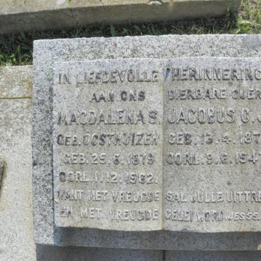 RAUTENBACH Jacobus C.J. 1870-1947 &amp; Magdalena S. OOSTUIZEN 1879-1962