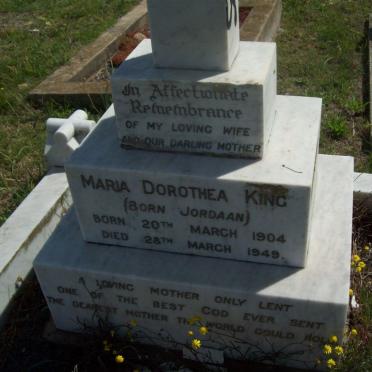 KING Maria Dorothea nee JORDAAN 1904-1949