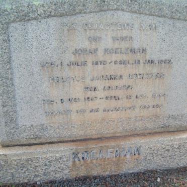 KOELEMAN Johan 1870-1962 &amp; Hilletje Johanna LOUBSER 1887-1944
