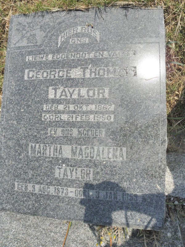 TAYLOR George Thomas 1867-1950 &amp; Martha Magdalena 1873-1959