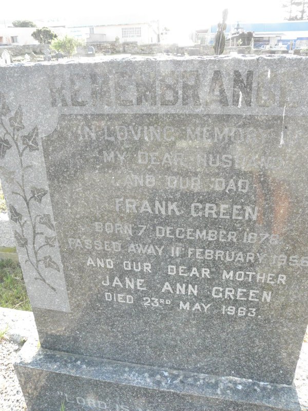 GREEN Frank 1878-1956 &amp; Jane Ann -1963