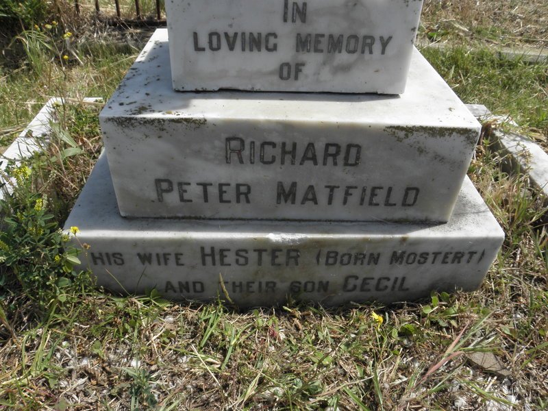 MATFIELD Richard Peter &amp; Hester MOSTERT :: MATFIELD Cecil