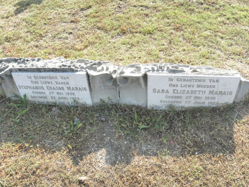 MARAIS Stephanus Esaias 1855-1929 &amp; Sara Elizabeth 1858-1928