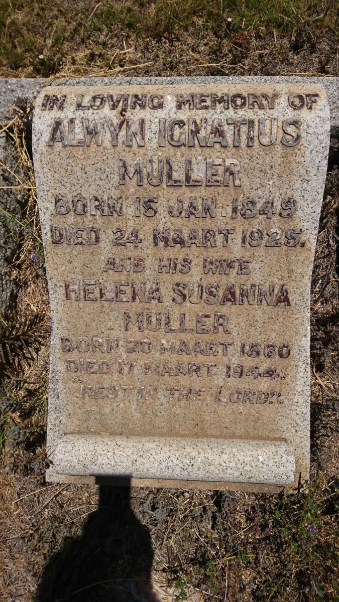 MULLER Alwyn Ignatius 1849-1925 &amp; Helena Susanna 1860-1944