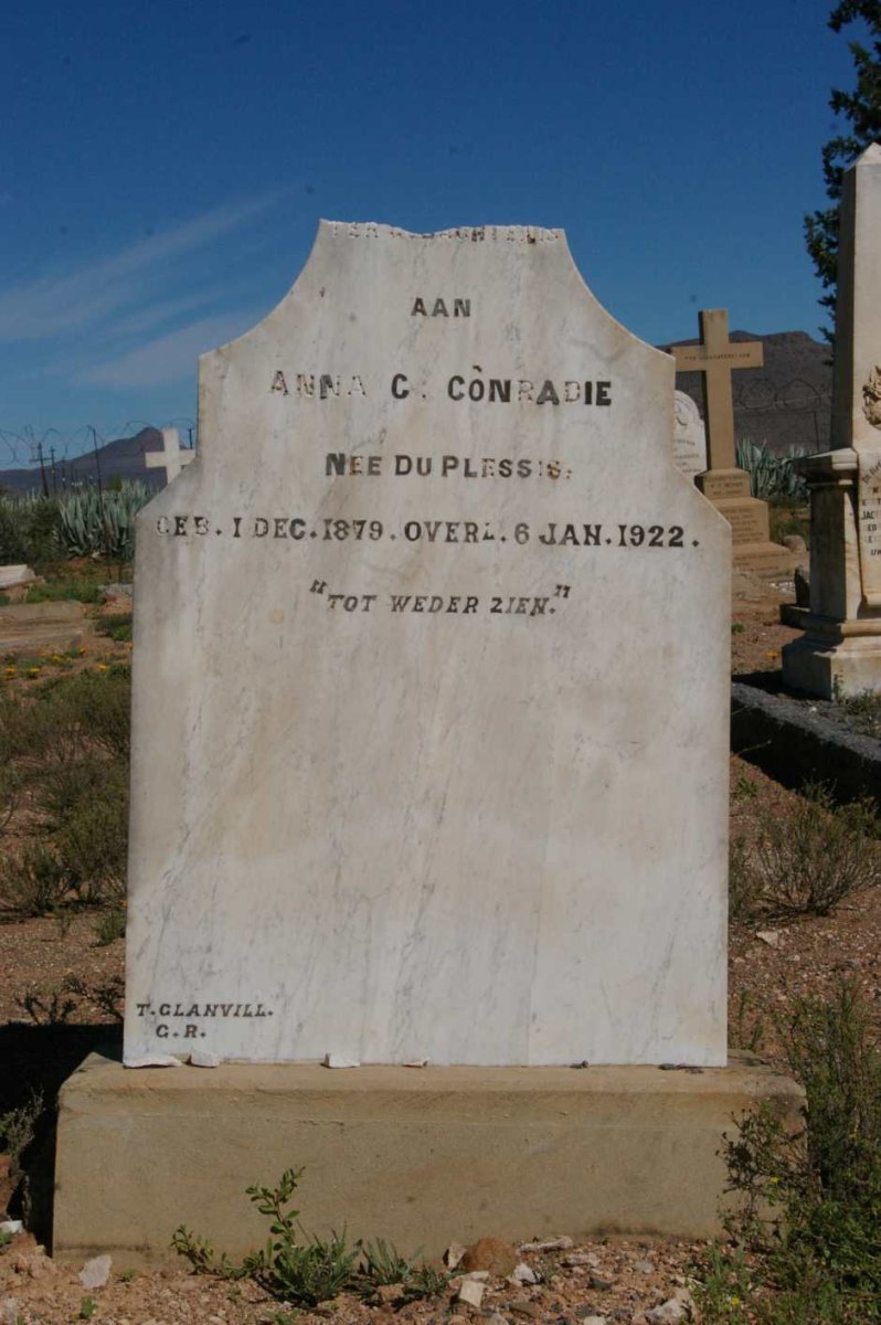 CONRADIE Anna C. nee DU PLESSIS 1879-1922