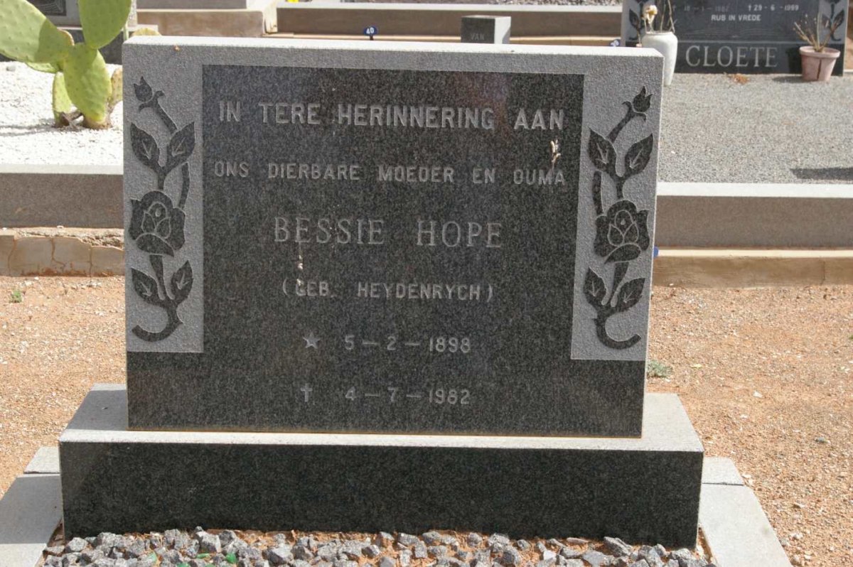HOPE Bessie nee HEYDENRYCH 1898-1982