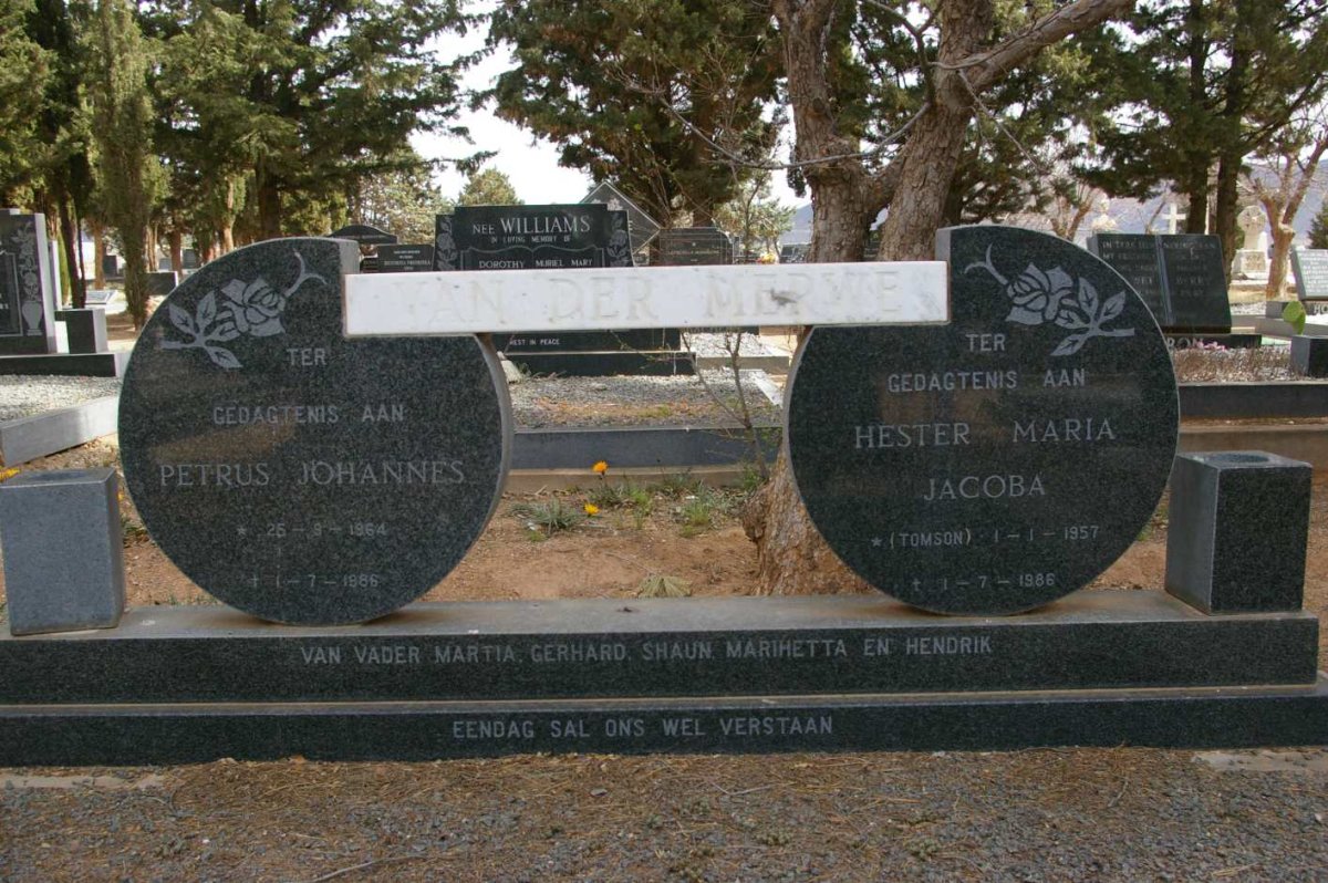 MERWE Petrus Johannes, van der 1964-1986 &amp; Hester Maria Jacoba TOMSOM 1957-1986