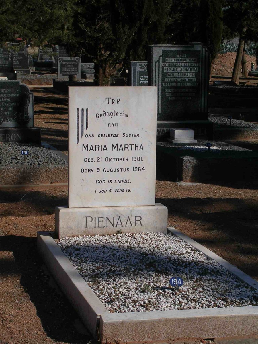 PIENAAR Maria Martha 1901-1964