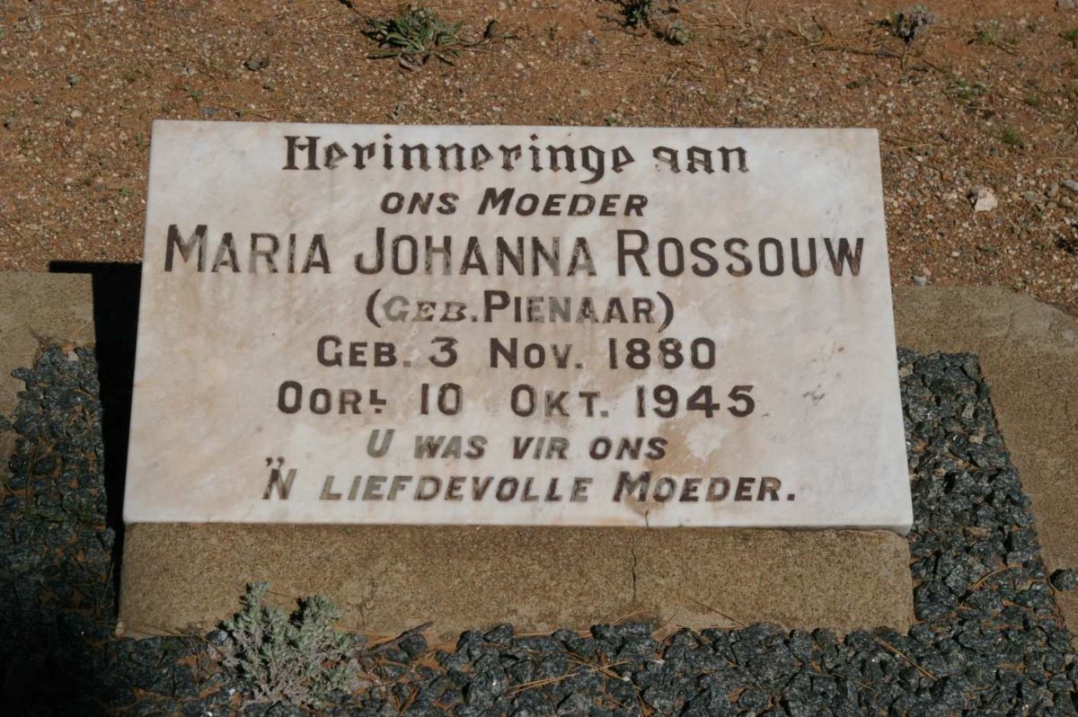 ROSSOUW Maria Johanna nee PIENAAR 1880-1945
