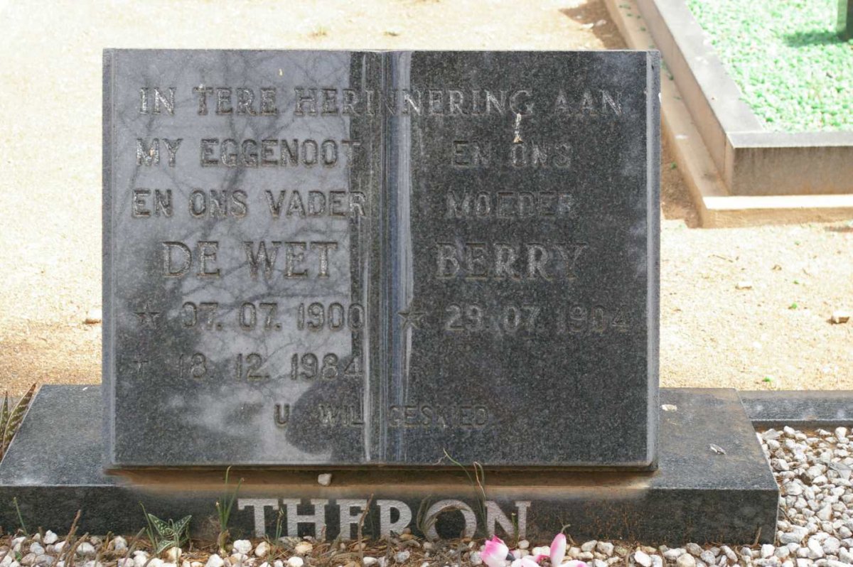 THERON De Wet 1900-1984 &amp; Berry 1904-