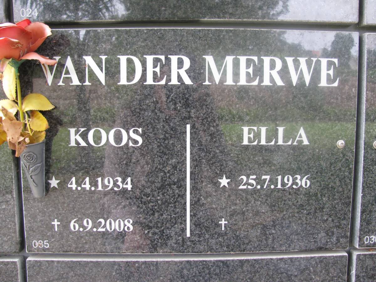MERWE Koos, van der 1934-2008 &amp; Ella 1936-