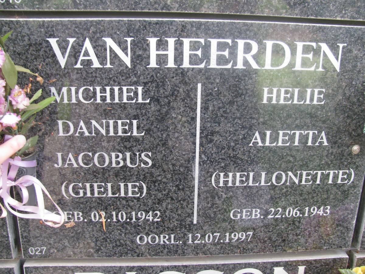 HEERDEN Michiel Daniel Jacobus, van 1942-1997 &amp; Helie Aletta 1943-1997