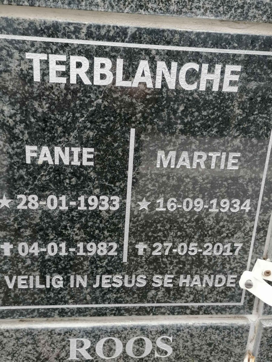 TERBLANCHE Fanie 1933-1982 &amp; Martie 1934-2017