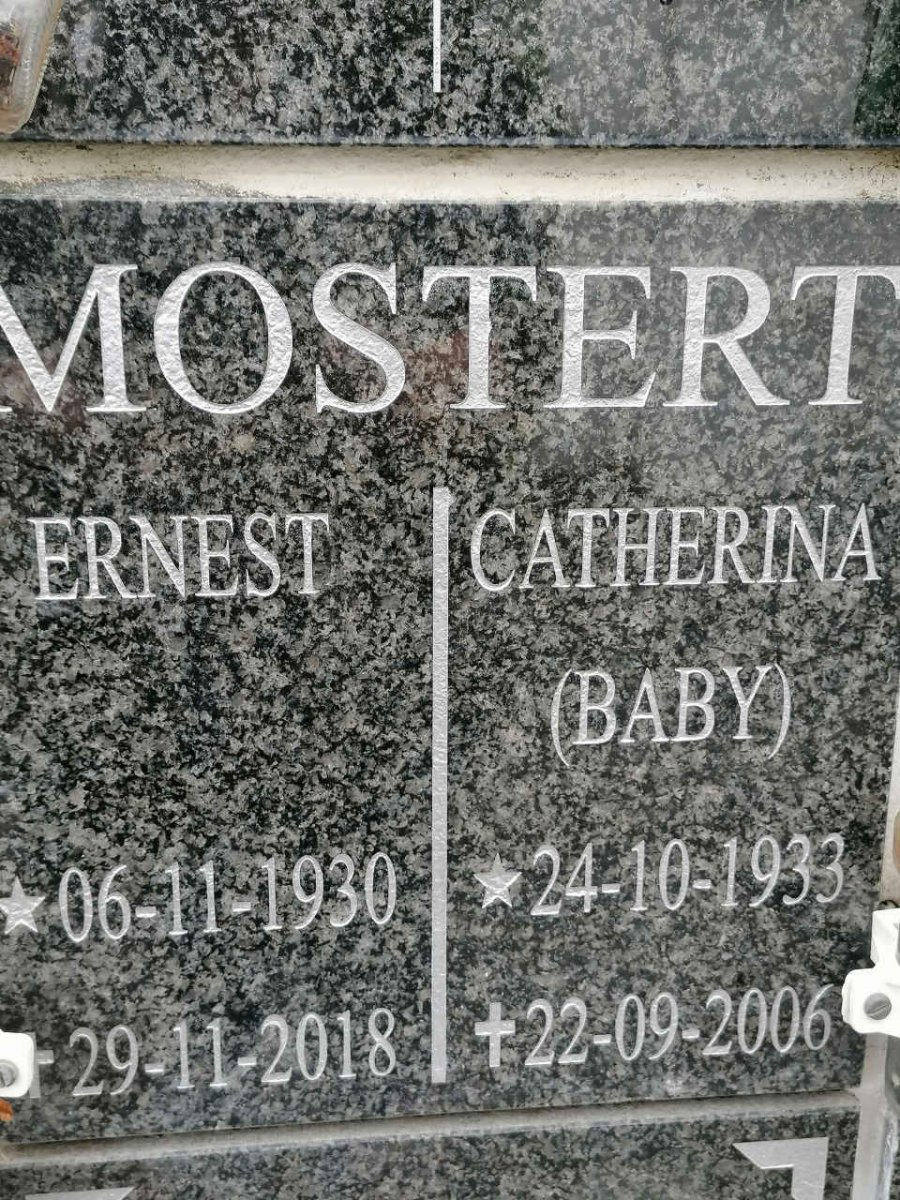 MOSTERT Ernest 1930-2018 &amp; Catherina 1933-2006