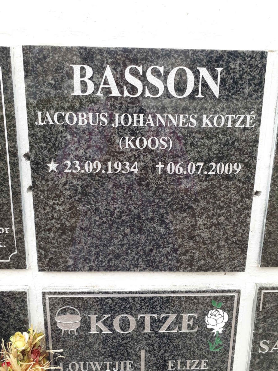 BASSON Jacobus Johannes Kotze 1934-2009