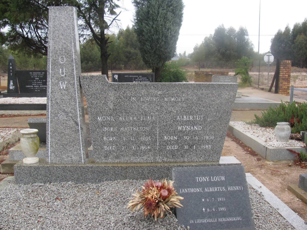 LOUW Albertus Wynand 1909-1985 &amp; Mona Alena Elma MATTHESON 1901-1996 :: LOUW Anthony Albertus Henry 1935-1995