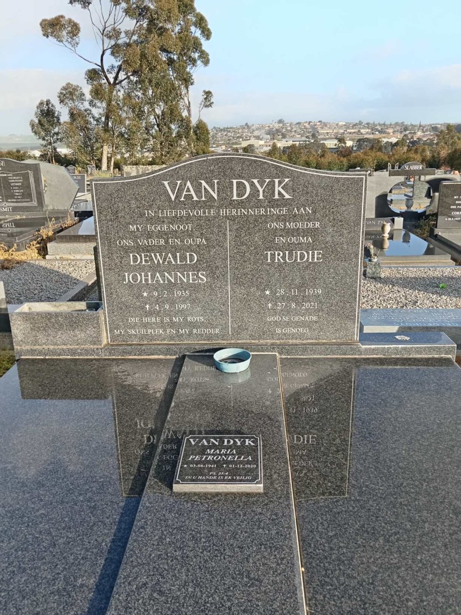 DYK Dewald Johannes, van 1935-1997 &amp; Trudie 1939-2021 :: DYK Maria Petronella, van 1941-2020