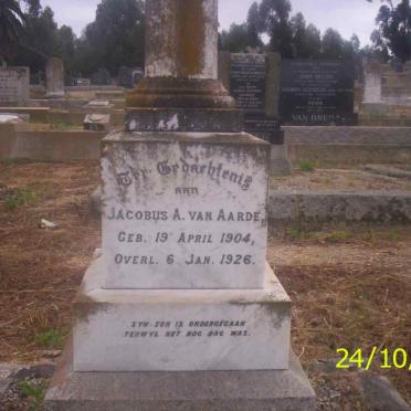 AARDE Jacobus A., van 1904-1926