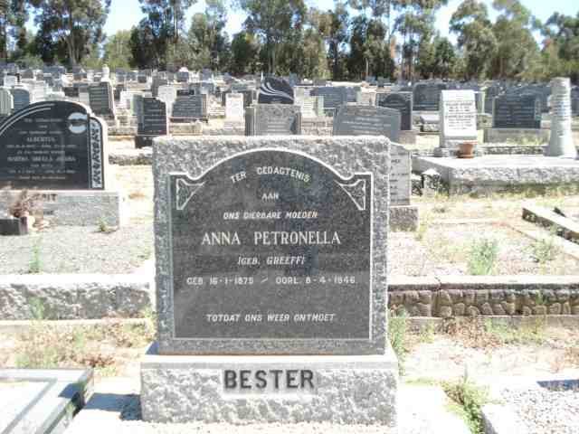 BESTER Anna Petronella nee GREEFF 1875-1946