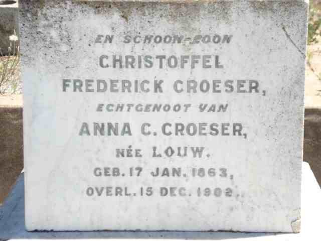 CROESER Christoffel Frederick 1863-1902