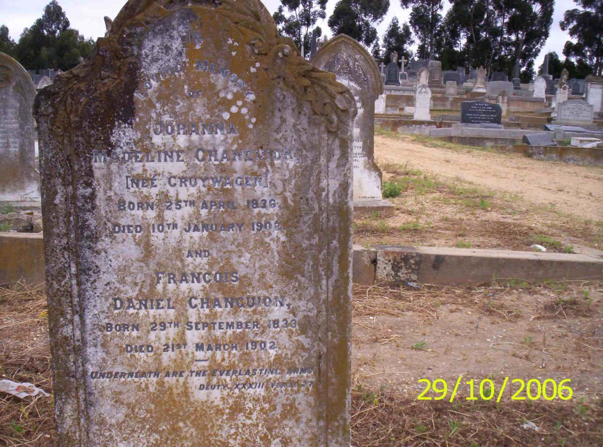 CHANCUION Francois Daniel 1833-1902 &amp; Johanna Madeline CRUYWAGEN 1836-1902
