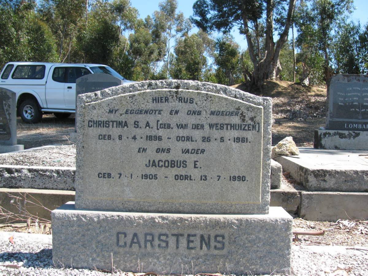 CARSTENS Jacobus E. 1905-1990 &amp; Christina S.A. VAN DER WESTHUIZEN 1896-1961