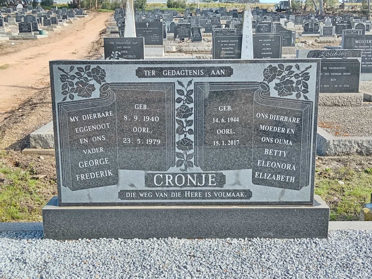 CRONJE George Frederik 1940-1979 &amp; Betty Eleonora Elizabeth 1944-2017