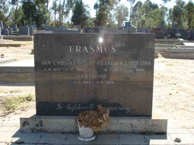 ERASMUS Jan Christoffel 1922-1966 &amp; Francina Christina 19??-1966 :: ERASMUS Francois 1956-1966