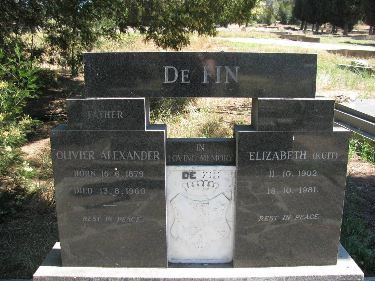 FIN Olivier Alexander, de 1879-1960 &amp; Elizabeth KUIT 1902-1981