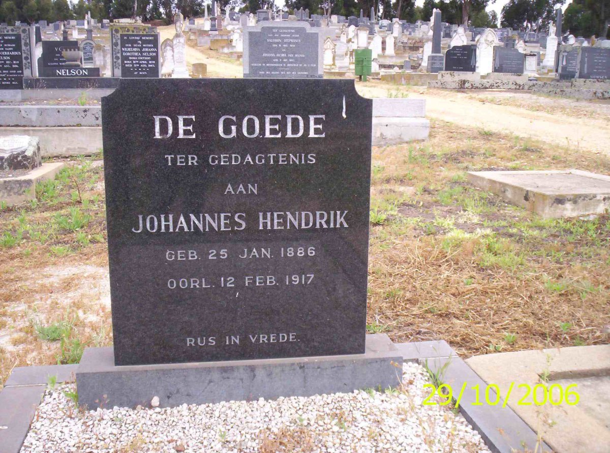 GOEDE Johannes Hendrik, de 1886-1917