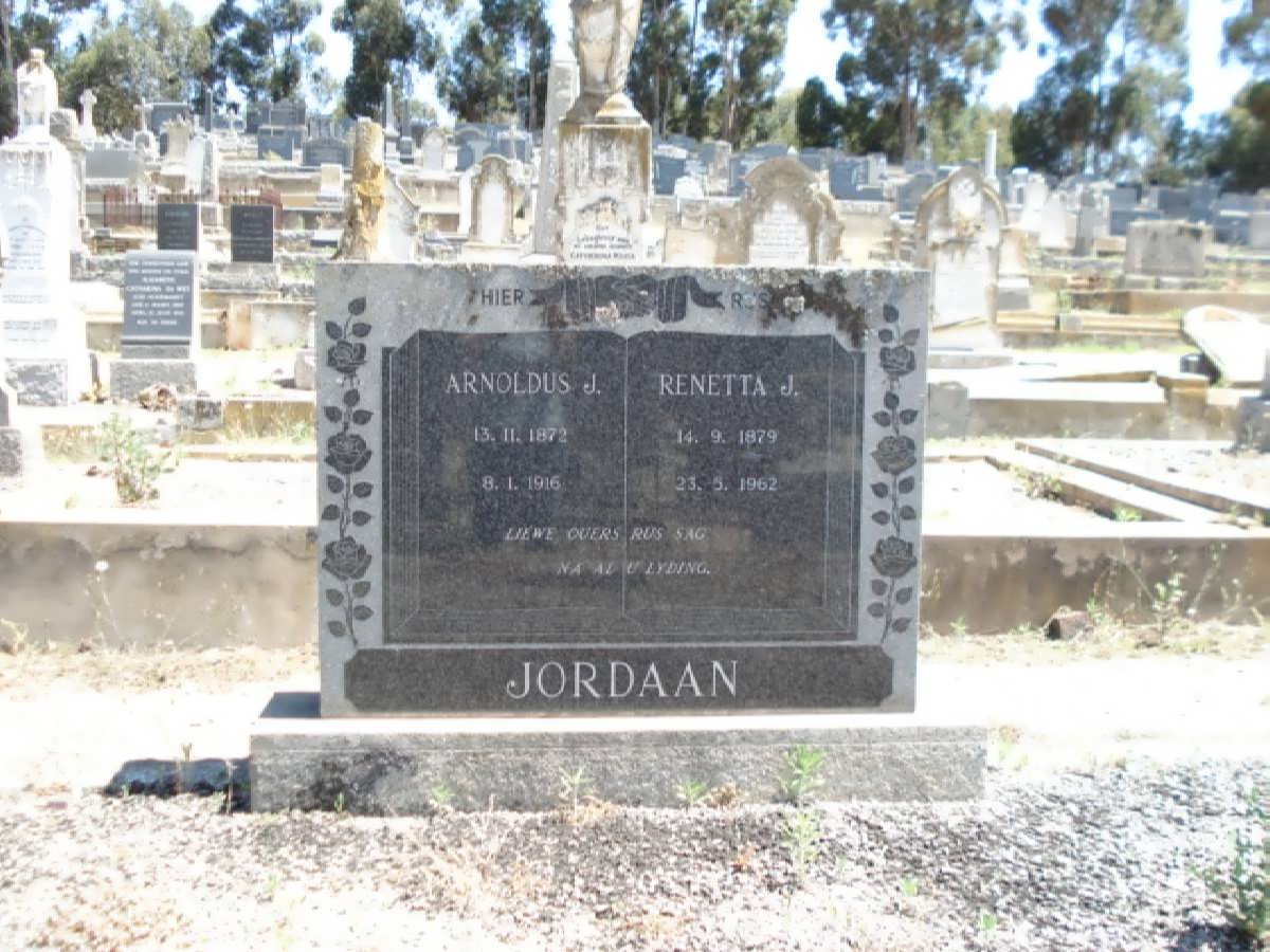 JORDAAN Arnoldus J. 1872-1916 &amp; Renetta J. 1879-1962