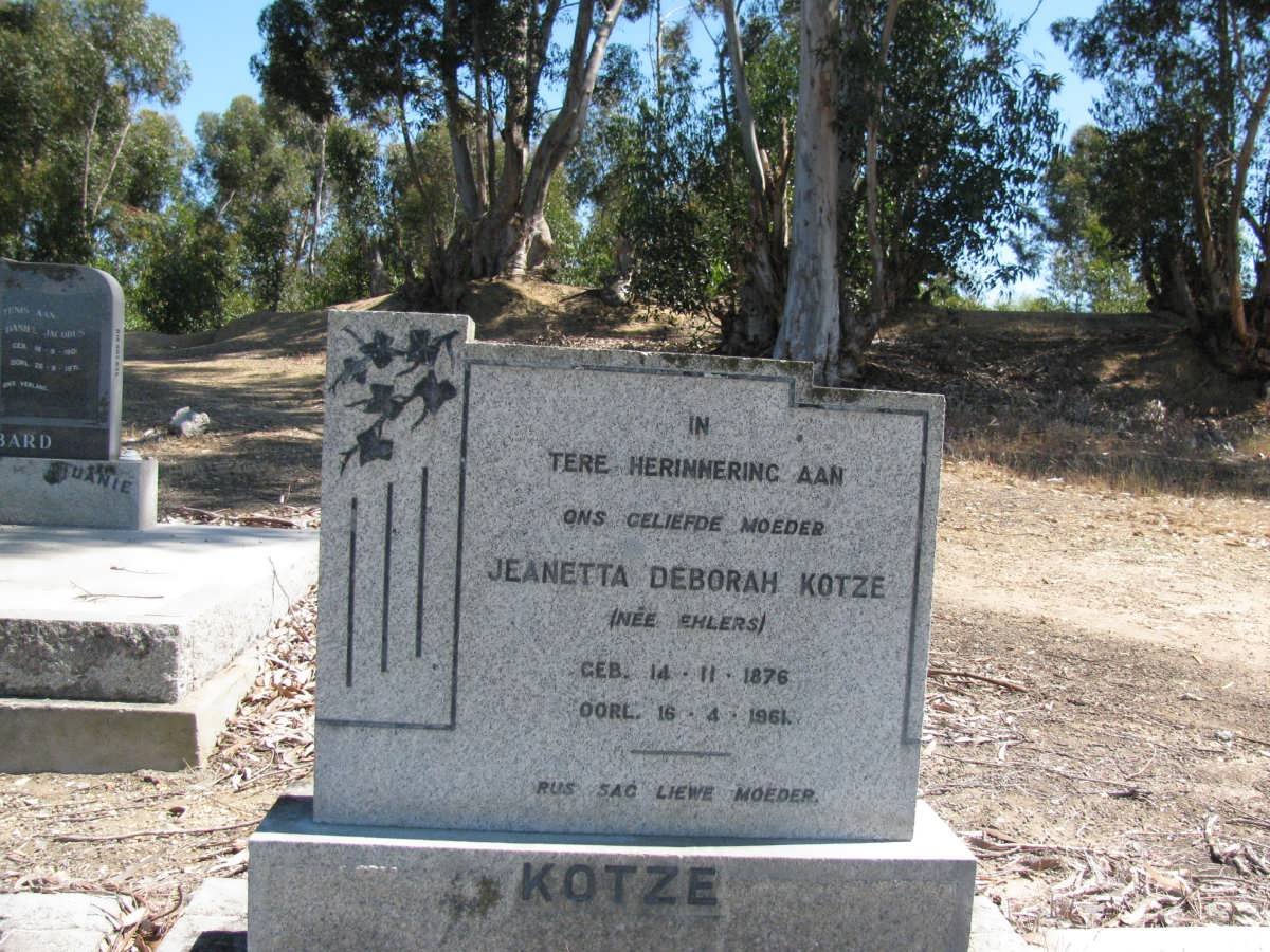 KOTZE Jeanetta Deborah nee EHLERS 1876-1961