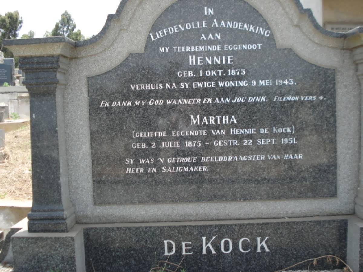 KOCK Hennie, de 1873-1943 &amp; Martha 1875-1951