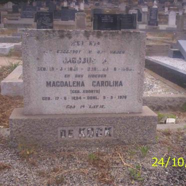 KOCK Jacobus A., de 1891-1955 &amp; Magdalena Carolina KOORTS 1894-1976
