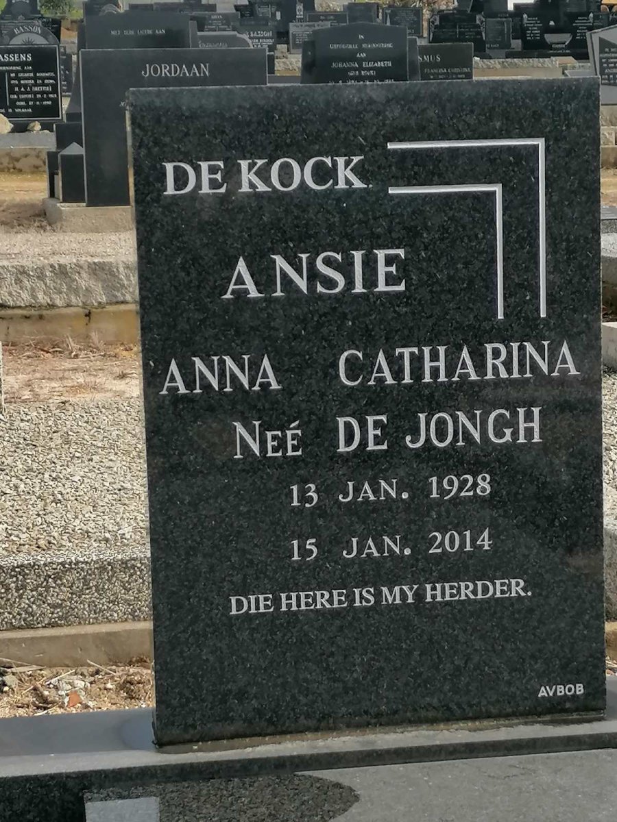 KOCK Anna Catharina, de nee DE JONGH 1928-2014