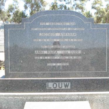 LOUW Jacobus Abraham 1885-1954 &amp; Anna Maria DURR 1887-1957