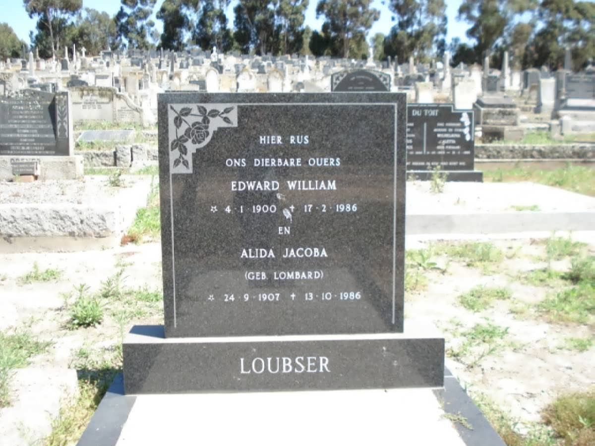 LOUBSER Edward William 1900-1986 &amp; Alida Jacoba LOMBARD 1907-1986