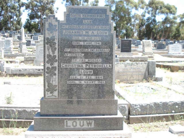 LOUW Johannes M.A. 1870-1941 &amp; Christina Petronella 1884-1961