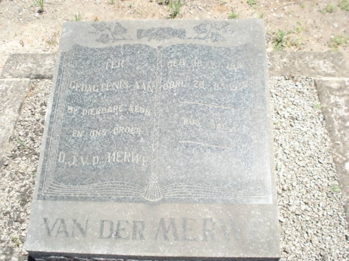 MERWE D.J., van der 1921-1957