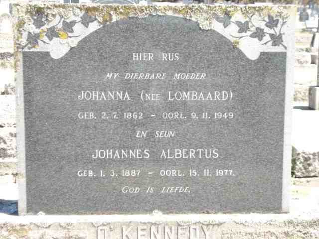 O'KENNEDY Johanna nee LOMBARD 1862-1949 :: O'KENNEDY Johannes Albertus 1887-1977
