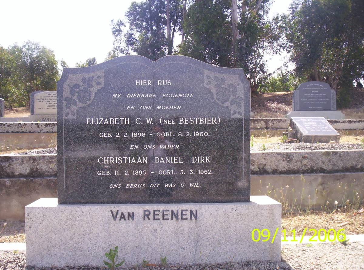 REENEN Christiaan Daniel Dirk, van 1895-1962 &amp; Elizabeth C.W. BESTBIER 1898-1960